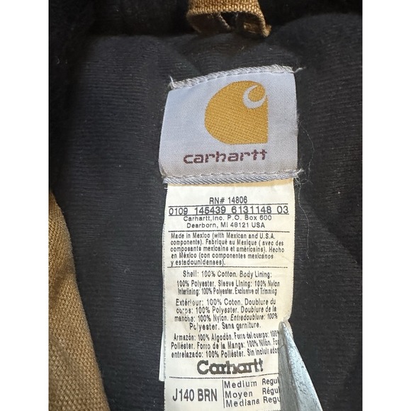Vintage Carhartt J140 BRN Brown Mens Washed Duck Cotton Active Jacket Medium M C - Picture 4 of 16